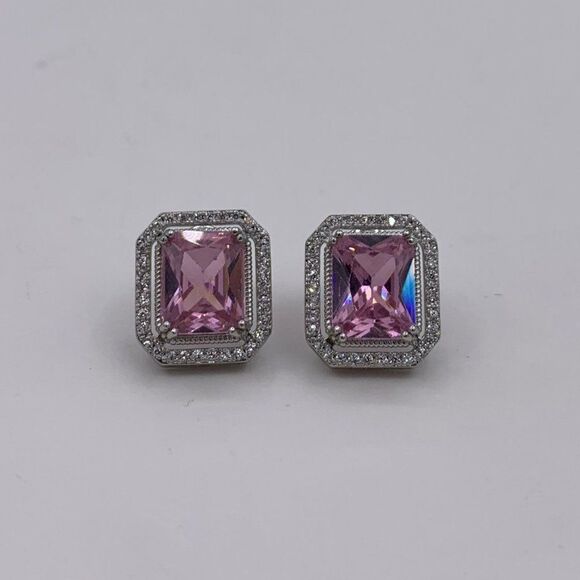 Ring, NWOT, solid 925, pink topaz, halo, sz 6 and 9, feminine, classic, - Picture 10 of 15